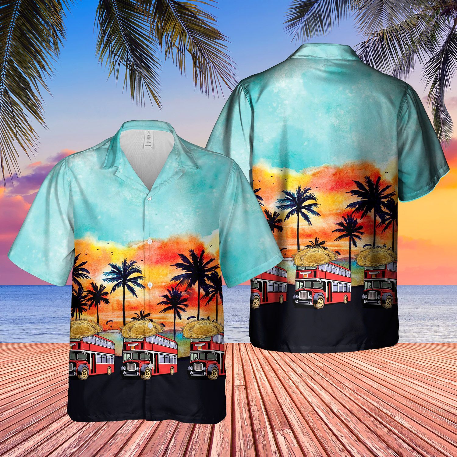 UK Double-Decker Bus Bristol Lodekka Sunset Short Sleeve Limited Hawaiian Shirt 2 UK Double-Decker Bus Bristol Lodekka Sunset Short Sleeve Limited Hawaiian Shirt word2