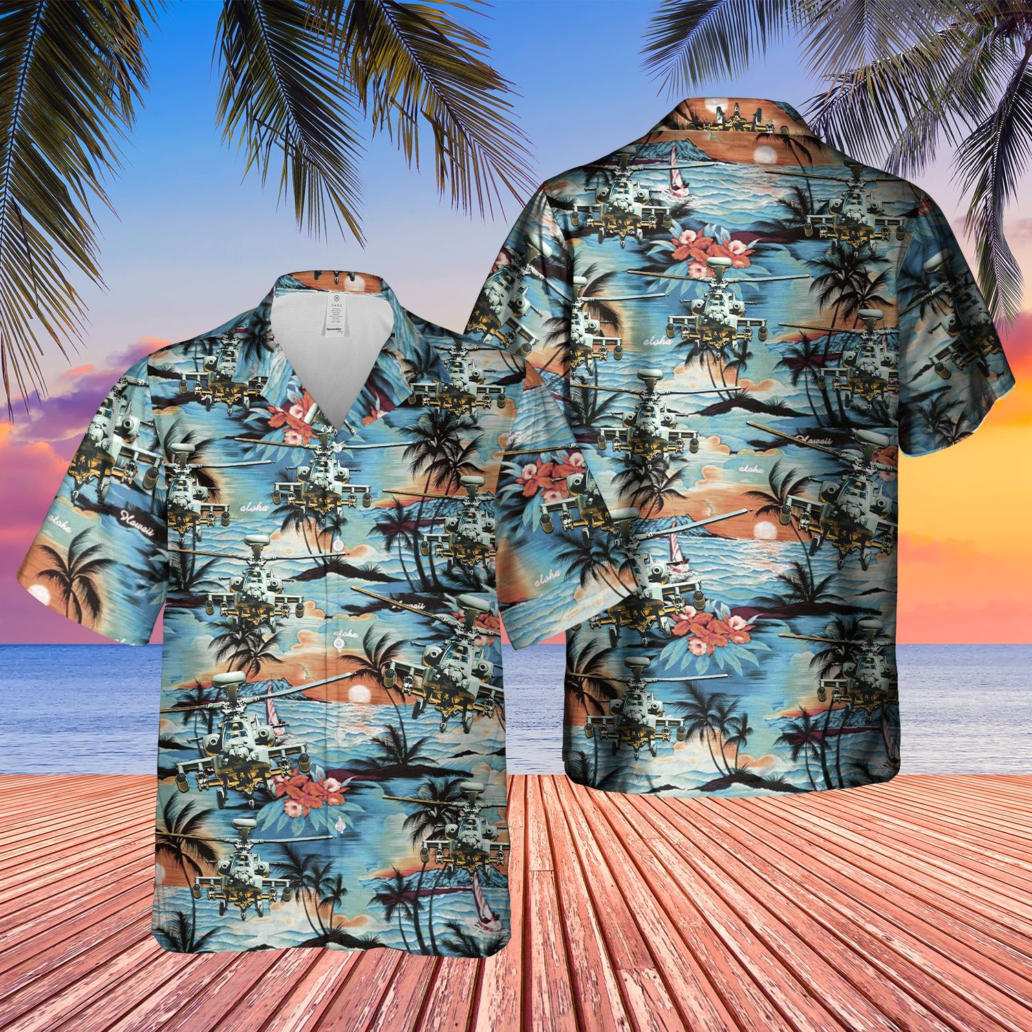 British Army Westland WAH-64 Apache Blue Short Sleeve Limited Hawaiian Shirt 1 British Army Westland WAH-64 Apache Blue Short Sleeve Limited Hawaiian Shirt word1