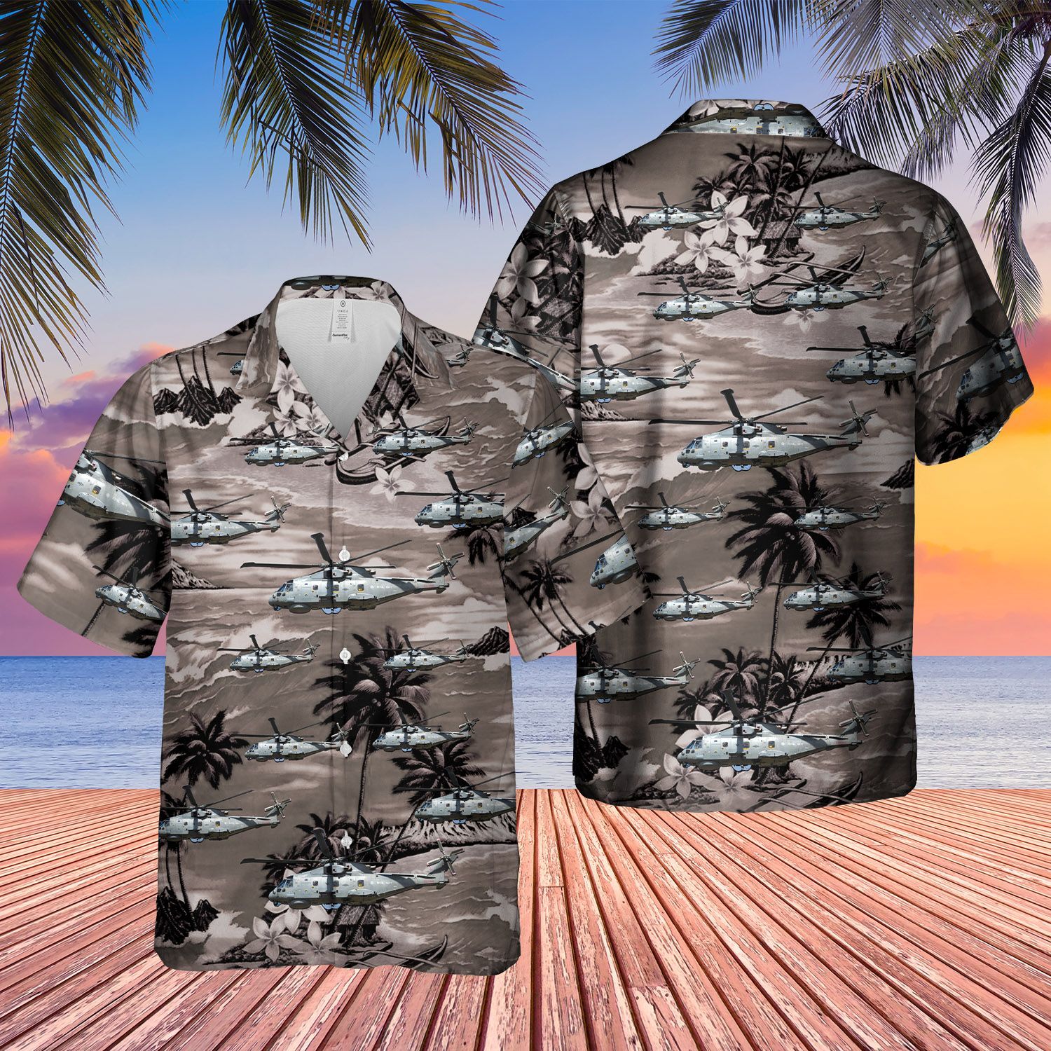 Royal Navy MERLIN HM MK2 Short Sleeve Limited Hawaiian Shirt word1