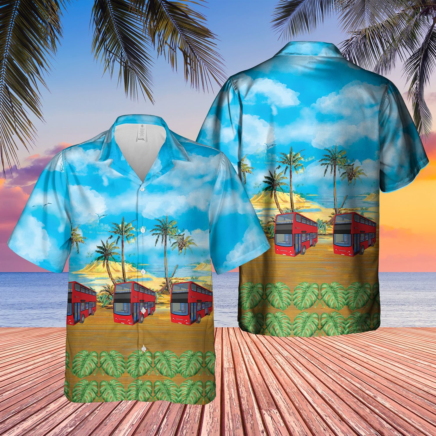 UK Double-Decker Bus London Stagecoach Enviro400 Short Sleeve Limited Hawaiian Shirt word1