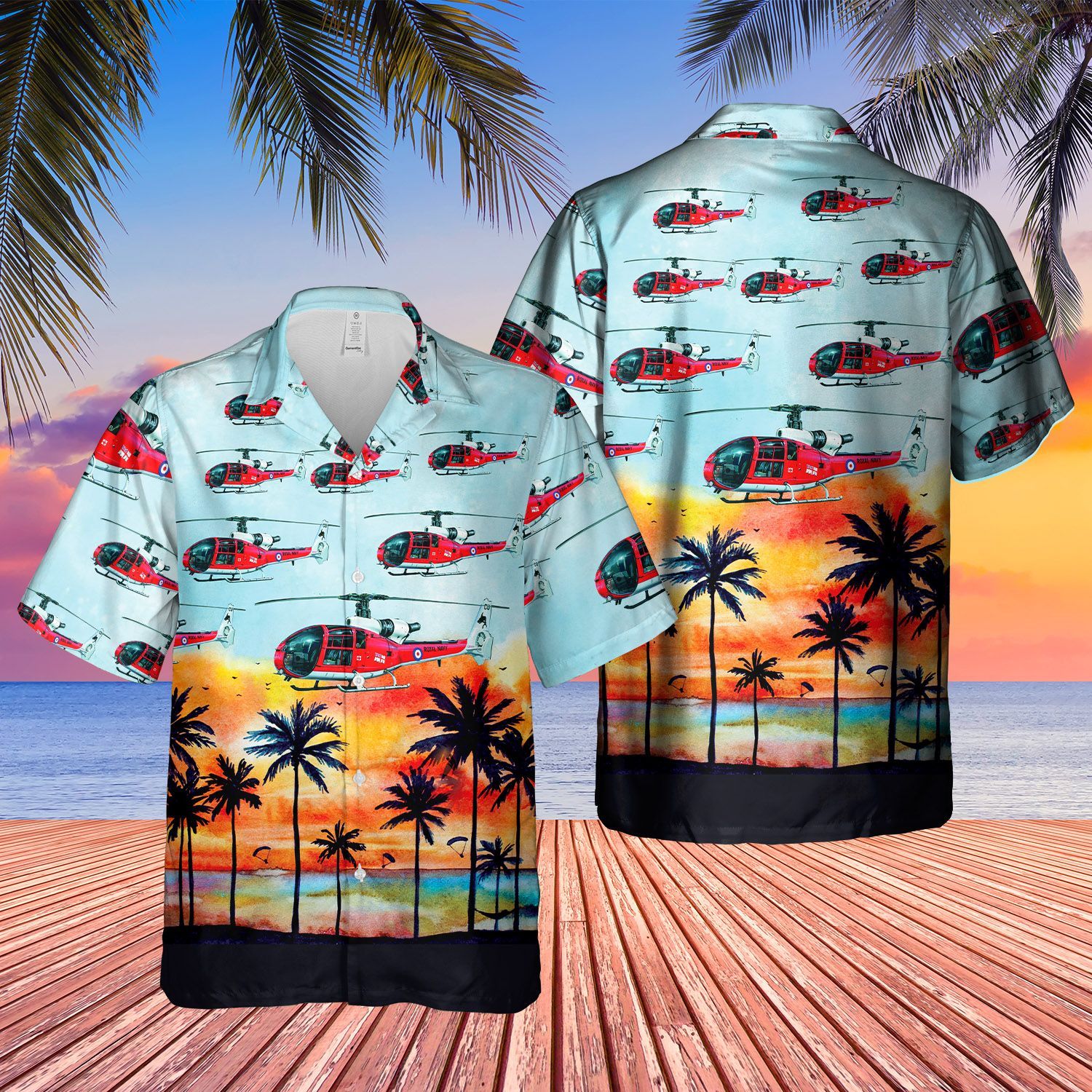 Royal Navy Gazelle HT.2 Short Sleeve Limited Hawaiian Shirt, Short word3