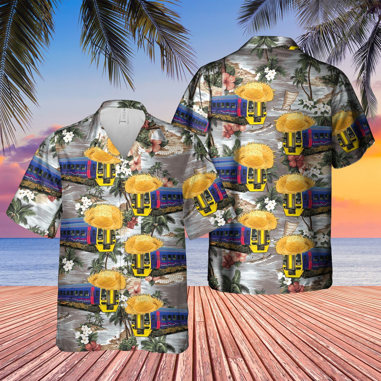 First Great Western FGW Class 158 Locomotive Train Short Sleeve Limited Hawaiian Shirt word3