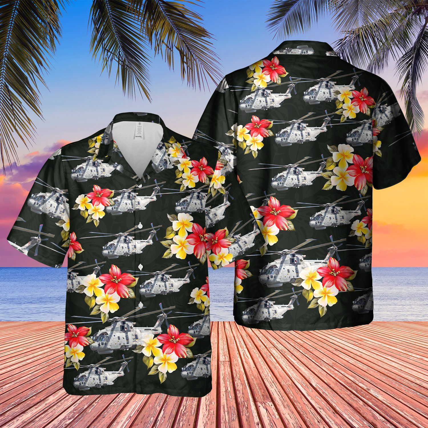Royal Navy MERLIN HM MK4 Short Sleeve Limited Hawaiian Shirt