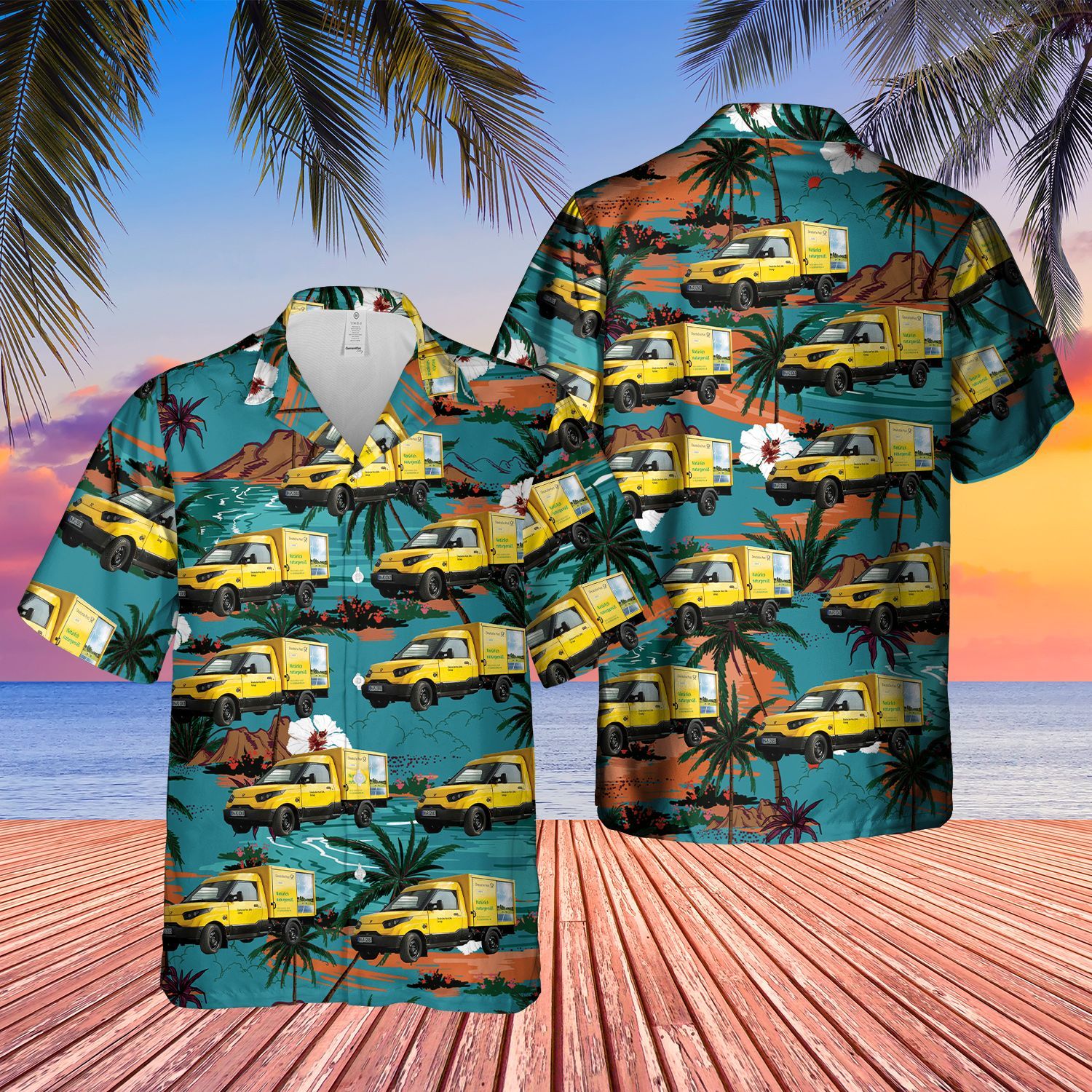 German Deutsche Post StreetScooter Short Sleeve Limited Hawaiian Shirt word2