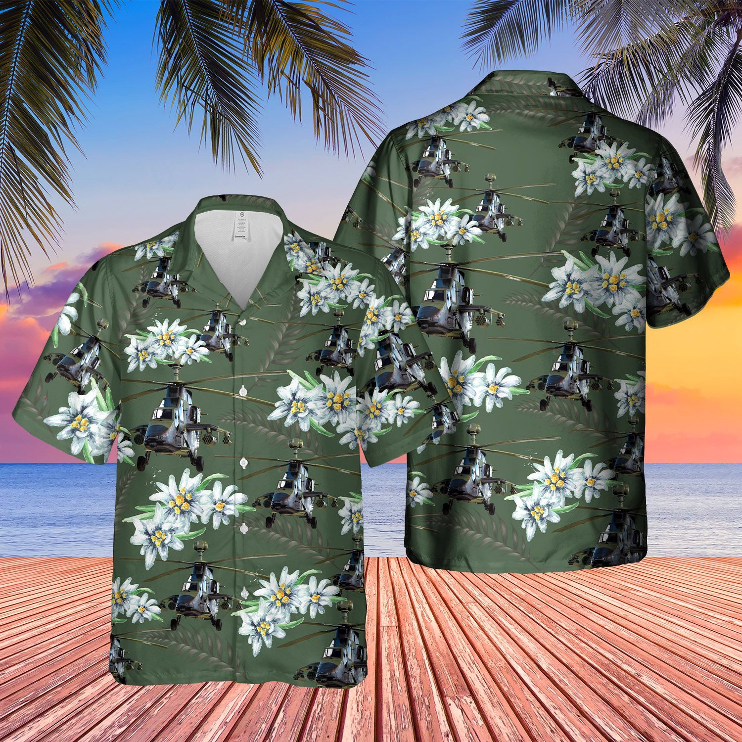 German Armed Forces Bundeswehr Kampfhubschrauber Tiger Short Sleeve Limited Hawaiian Shirt word1