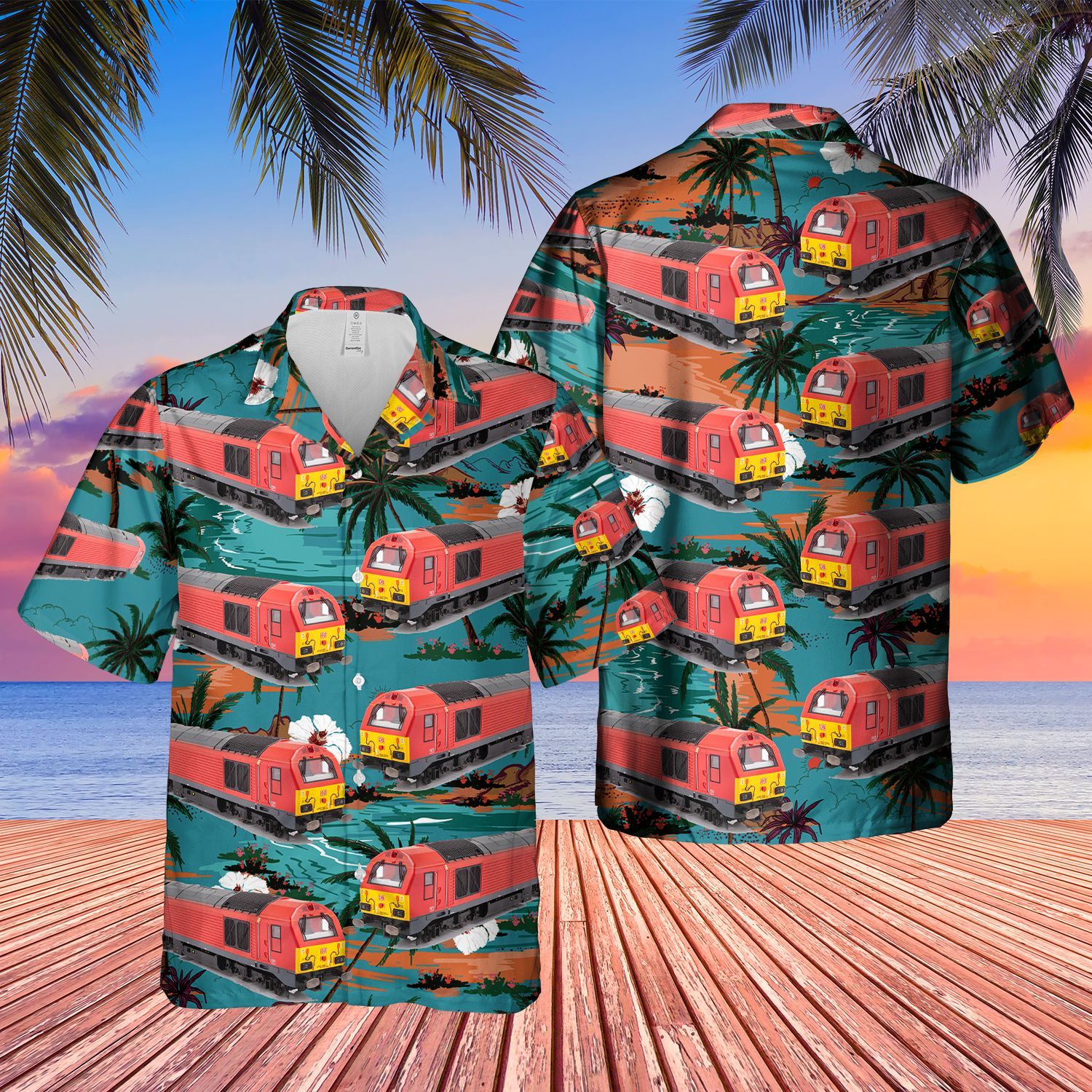 DB Schenker Class 67 Locomotive Train Short Sleeve Limited Hawaiian Shirt word1
