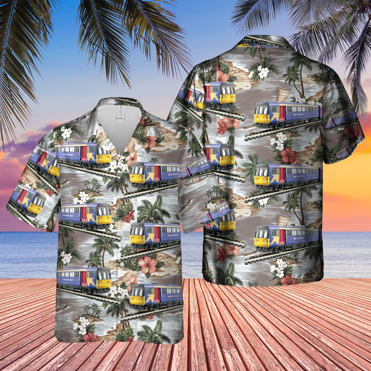 First Great Western FGW Class 142 Locomotive Train Short Sleeve Limited Hawaiian Shirt word3
