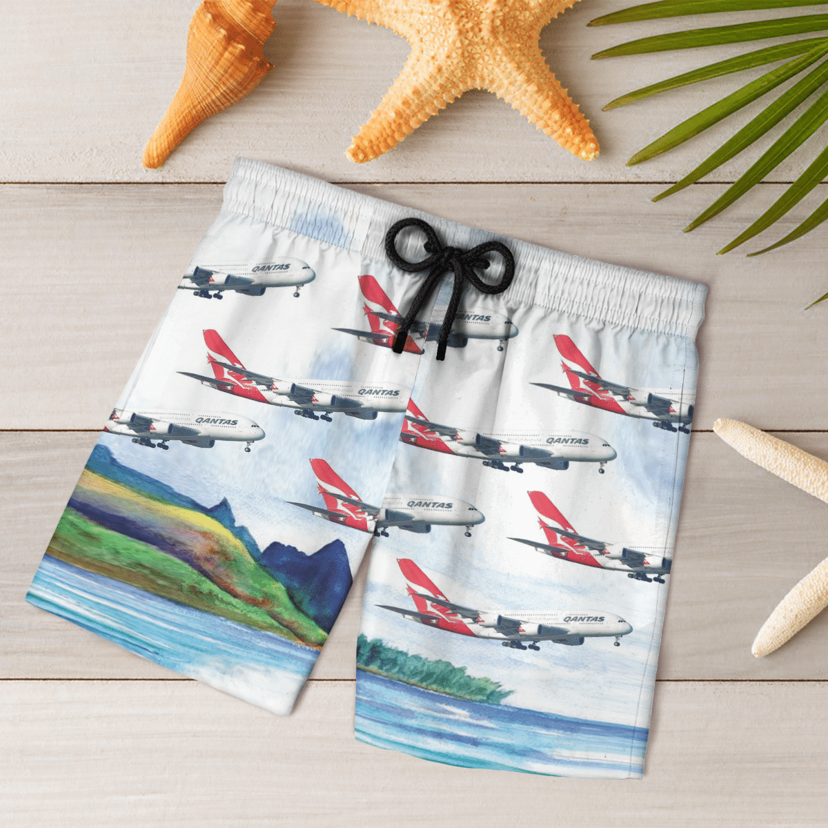 Qantas Airways Airlines Hawaiian Shirt, Short 7 Qantas Airways Airlines Hawaiian Shirt, Short word1
