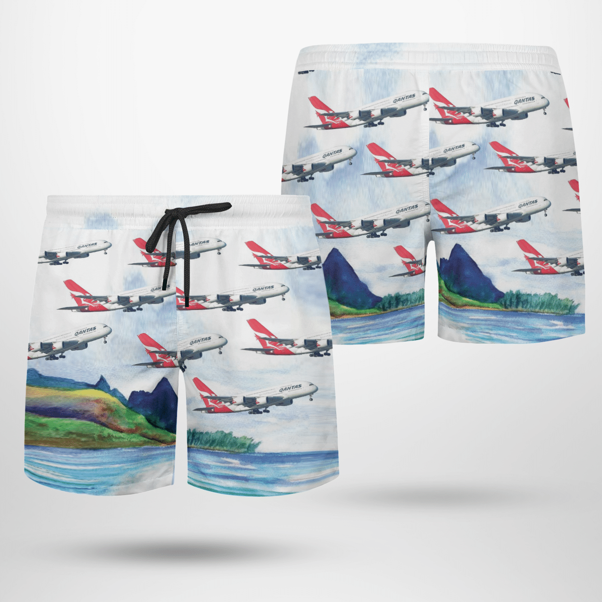 Qantas Airways Airlines Hawaiian Shirt, Short 4 Qantas Airways Airlines Hawaiian Shirt, Short word1