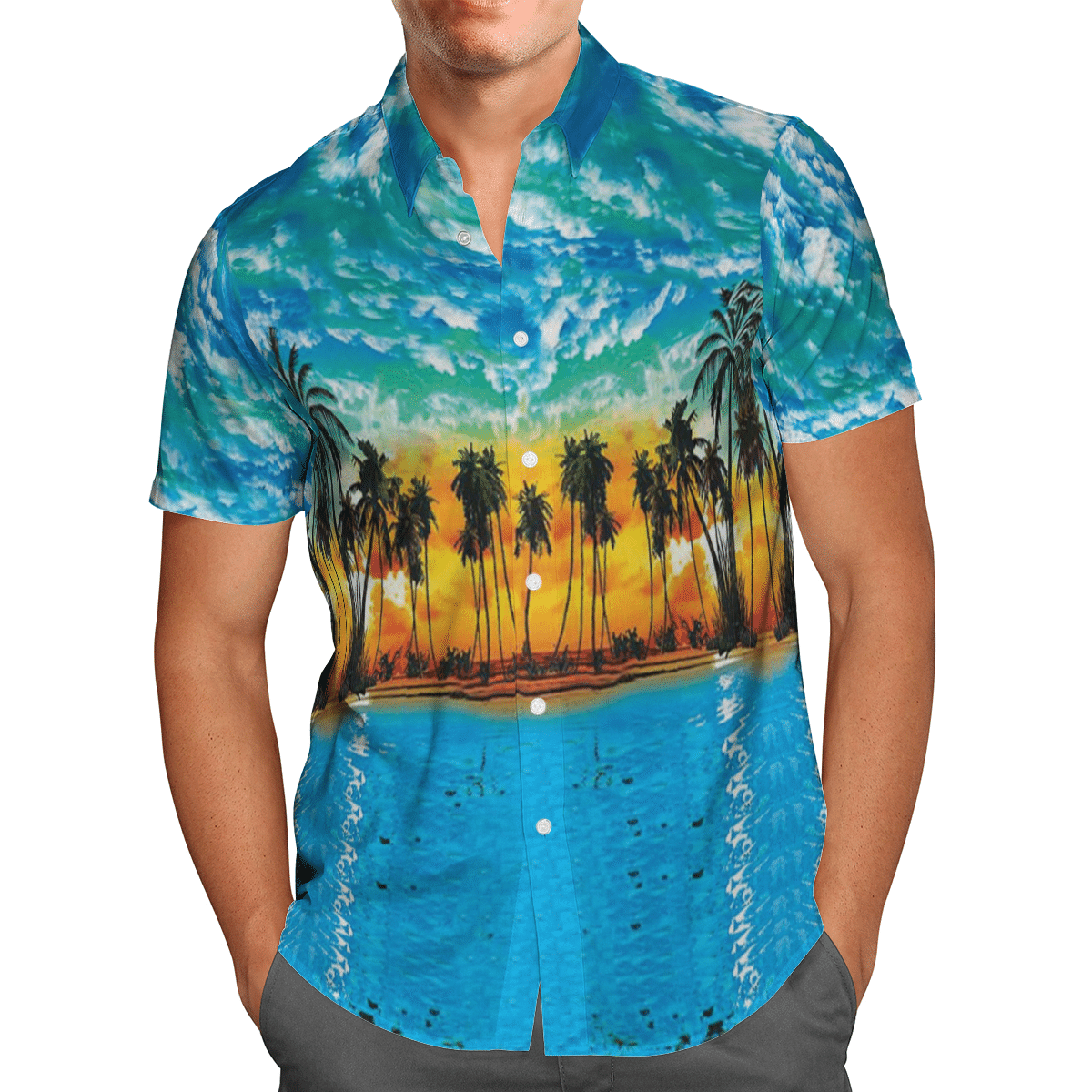 Summer Beach Blue Hawaiian Shirt, Short 2 Summer Beach Blue Hawaiian Shirt, Short word3
