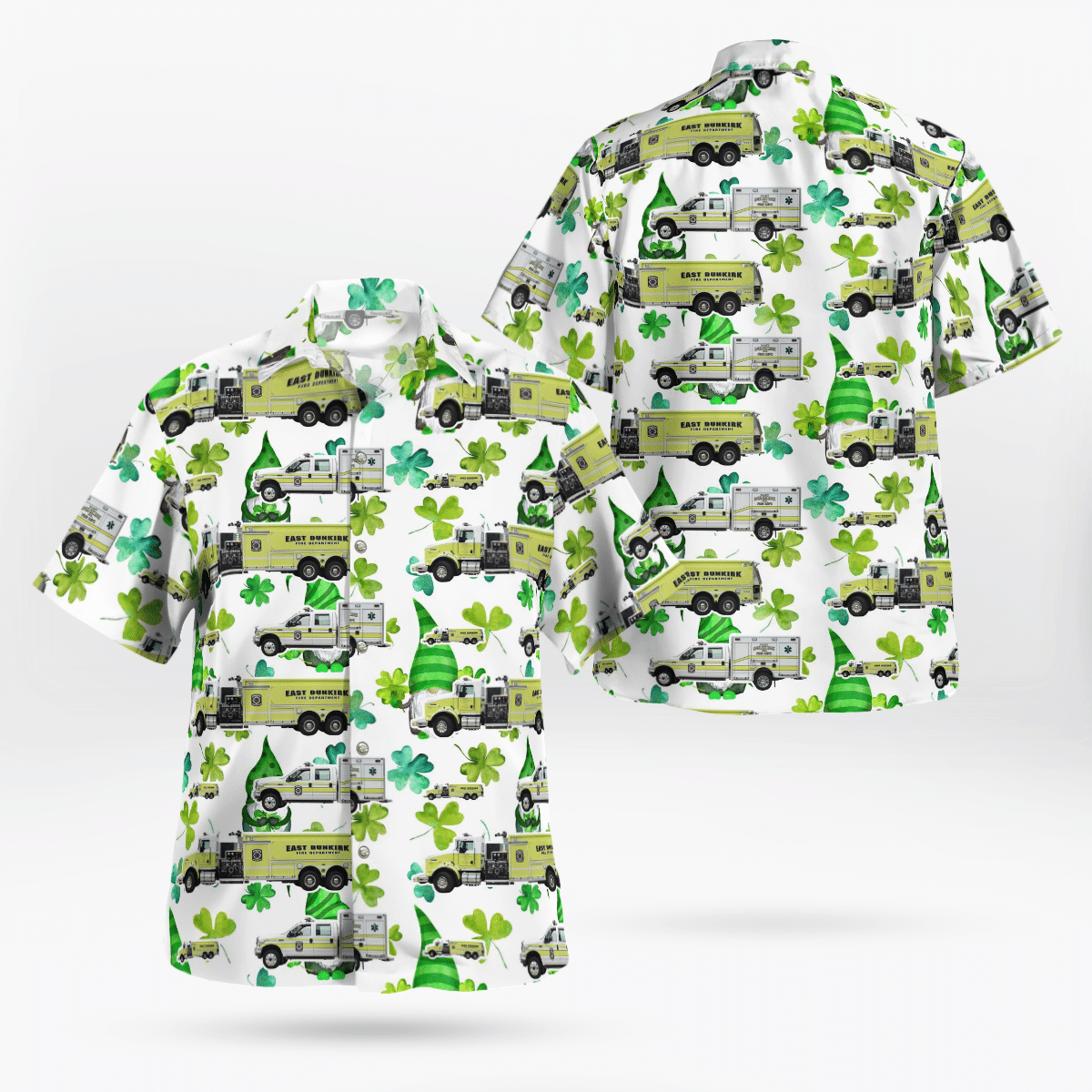 East Dunkirk Fire Department New York Saint Patrick's Day Hawaiian Shirt