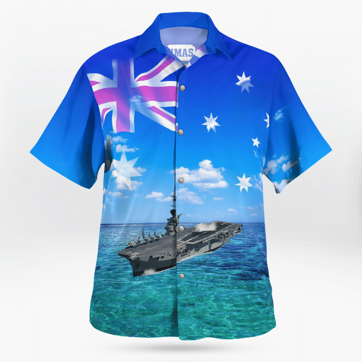 Royal Australian Navy RAN HMAS Melbourne R21 Majestic-class Light Aircraft Carrier Hawaiian Shirt 3 Royal Australian Navy RAN HMAS Melbourne R21 Majestic-class Light Aircraft Carrier Hawaiian Shirt word3