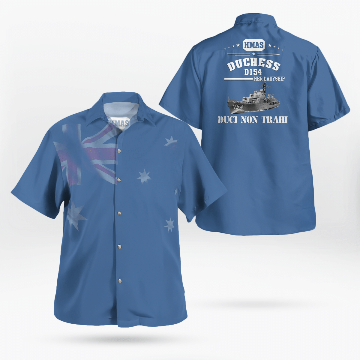 Royal Australian Navy RAN HMAS Duchess D154 Daring-class Destroyer Hawaiian Shirt 9 Royal Australian Navy RAN HMAS Duchess D154 Daring-class Destroyer Hawaiian Shirt word3
