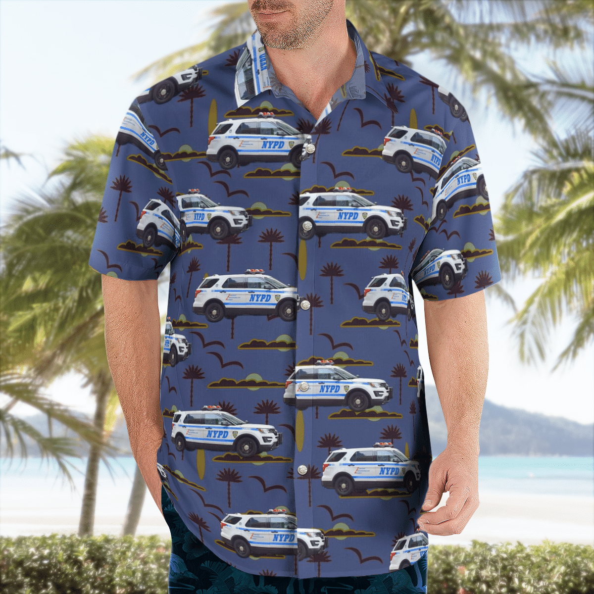 New York City Police Department NYPD Ford Explorer Special Service Vehicle Hawaiian Shirt 4 New York City Police Department NYPD Ford Explorer Special Service Vehicle Hawaiian Shirt word3