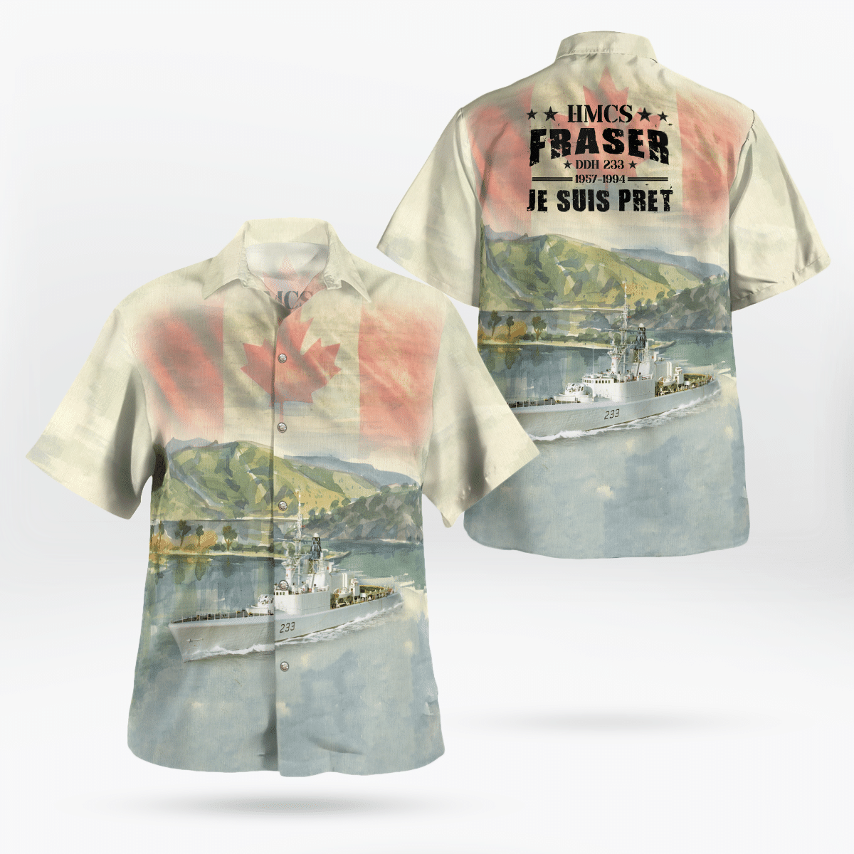 Royal Canadian Navy RCN HMCS Fraser DDH 233 St. Laurent-class Destroyer escort Hawaiian Shirt 9 Royal Canadian Navy RCN HMCS Fraser DDH 233 St. Laurent-class Destroyer escort Hawaiian Shirt word2