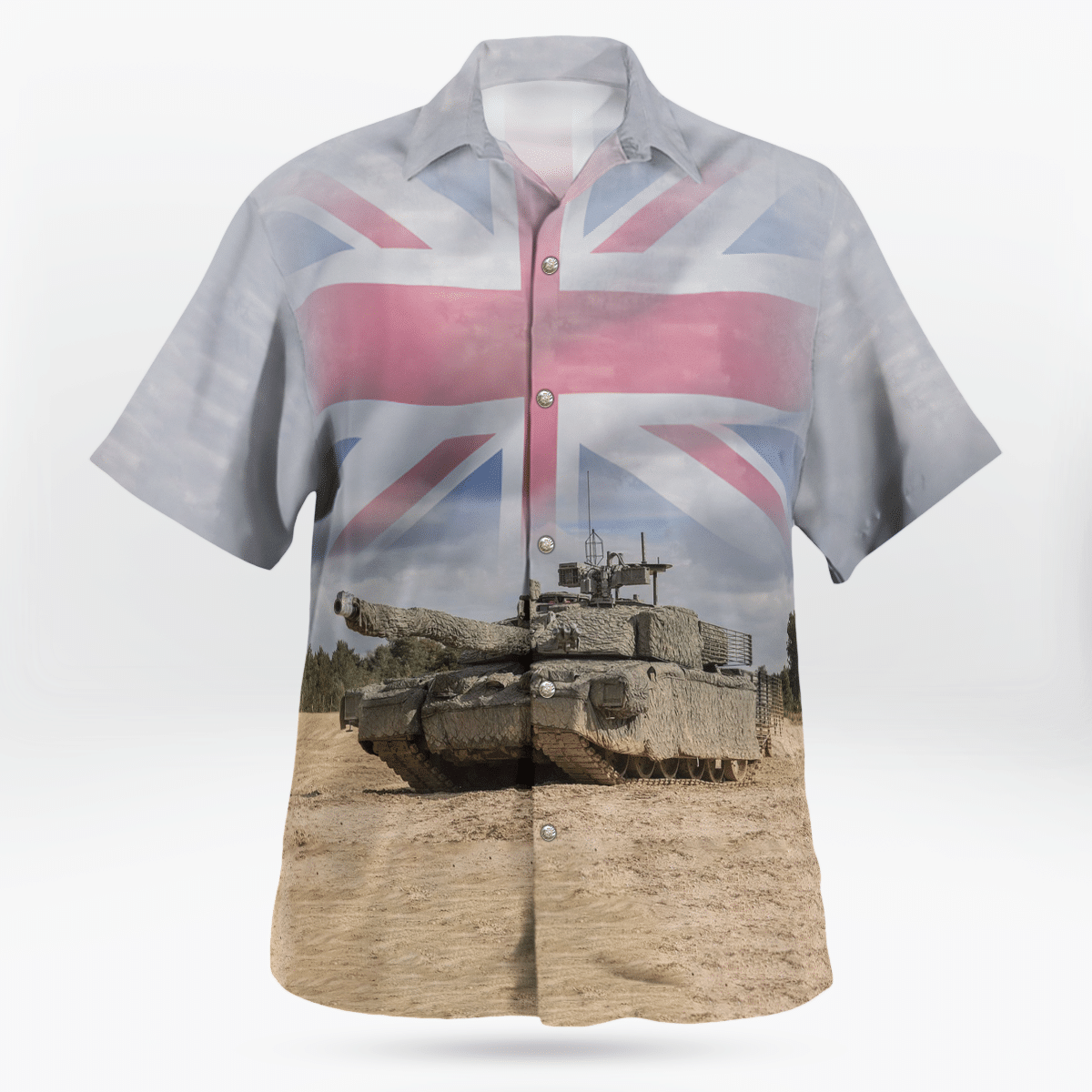 British Army Challenger 2 Megatron MOD Main Battle Tank Hawaiian Shirt 3 British Army Challenger 2 Megatron MOD Main Battle Tank Hawaiian Shirt word3