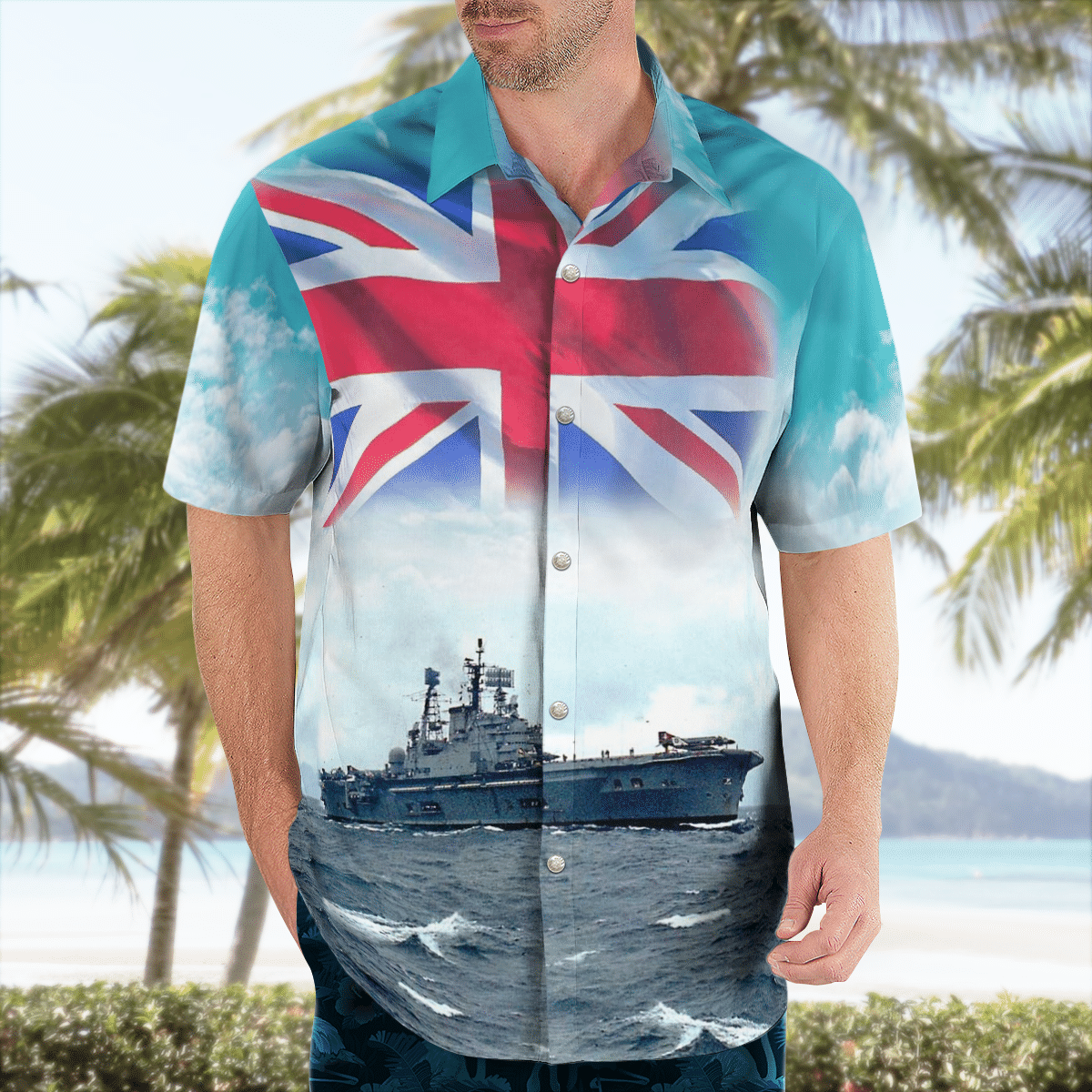 Royal Navy HMS Ark Royal R09 Audacious-class Aircraft Carrier Hawaiian Shirt 4 Royal Navy HMS Ark Royal R09 Audacious-class Aircraft Carrier Hawaiian Shirt word3