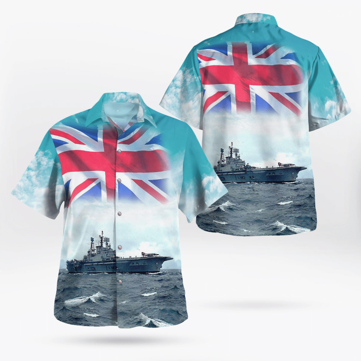 Royal Navy HMS Ark Royal R09 Audacious-class Aircraft Carrier Hawaiian Shirt word2