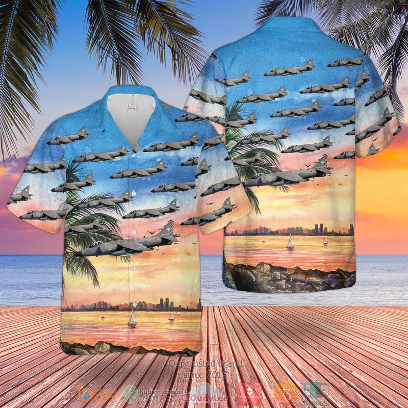 RN Sea Harrier FRS 1 FA 2 Combat Aircraft Hawaiian Shirt