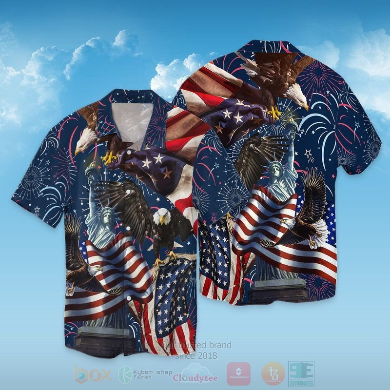 BEST 4th Of July Independence Day American Eagle Statue of Liberty All Over Print Aloha Shirt 2 4th Of July Independence Day American Eagle Statue of Liberty Short Sleeve Hawaiian Shirt
