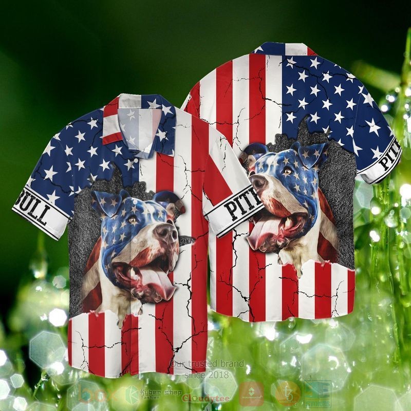 4th Of July Independence Day American Pitbull Short Sleeve Hawaiian Shirt