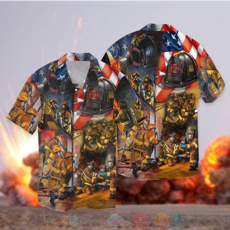 4th Of July Independence Day Memorial Day Firefighter Short Sleeve Hawaiian Shirt