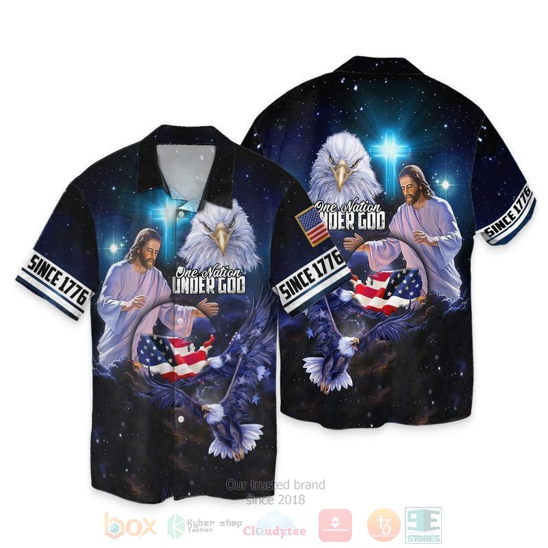 4th Of July Independence Day One Nation Under God Since 1776 Short Sleeve Hawaiian Shirt