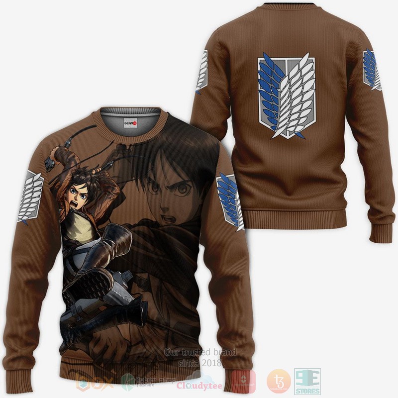 BEST Anime AOT Eren Yeager Attack On Titan All Over Print Hoodie-Bomber Jacket 2 AOT Eren Yeager Attack On Titan Anime 3D Hoodie Bomber Jacket 1