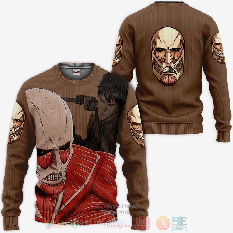 BEST Anime AOT Giant Titan Attack On Titan All Over Print Hoodie-Bomber Jacket 2 AOT Giant Titan Attack On Titan Anime 3D Hoodie Bomber Jacket 1