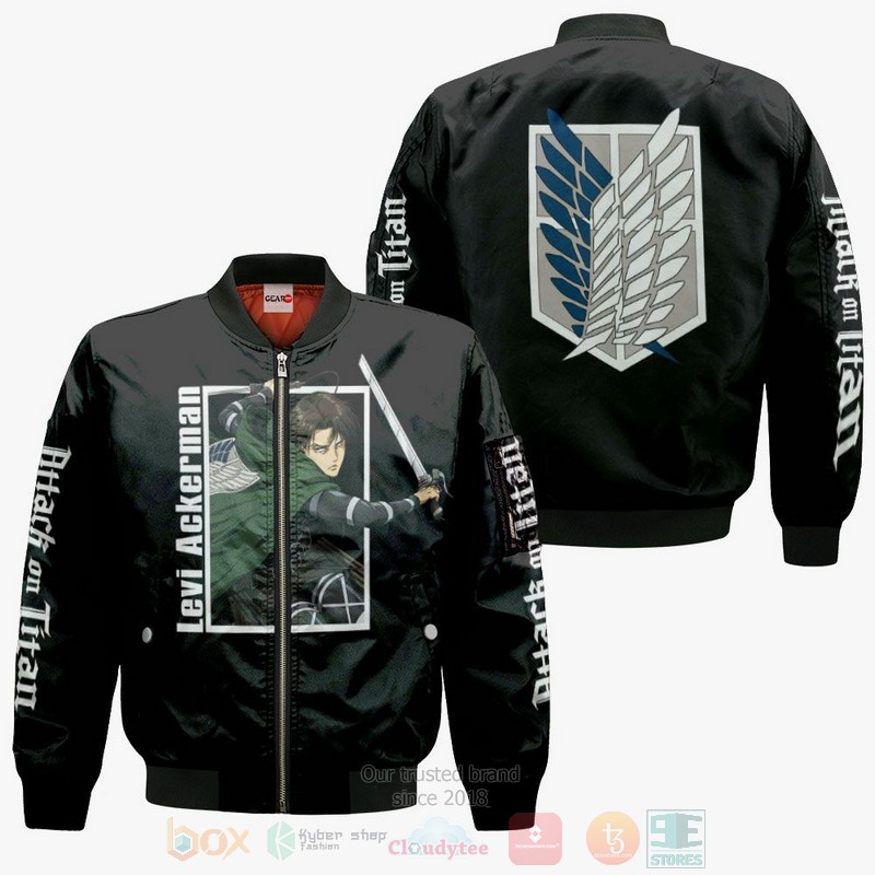 AOT Levi Ackerman Attack On Titan Anime Black 3D Hoodie Bomber Jacket 1 2 3