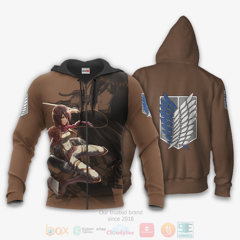 AOT Mikasa Ackerman Attack On Titan Anime 3D Hoodie Bomber Jacket