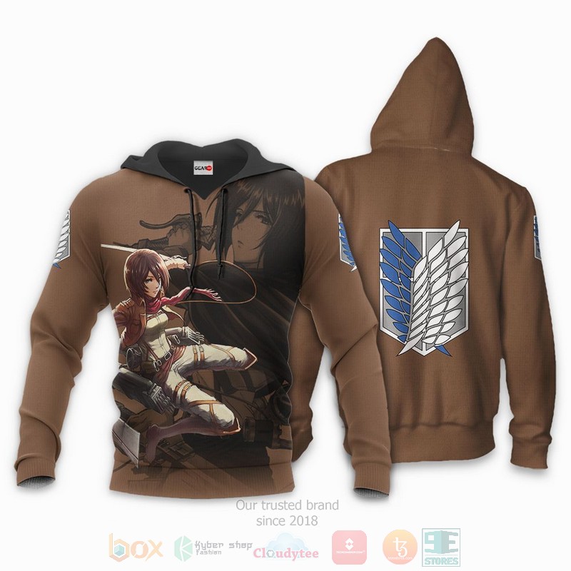 AOT Mikasa Ackerman Attack On Titan Anime 3D Hoodie Bomber Jacket 1 2
