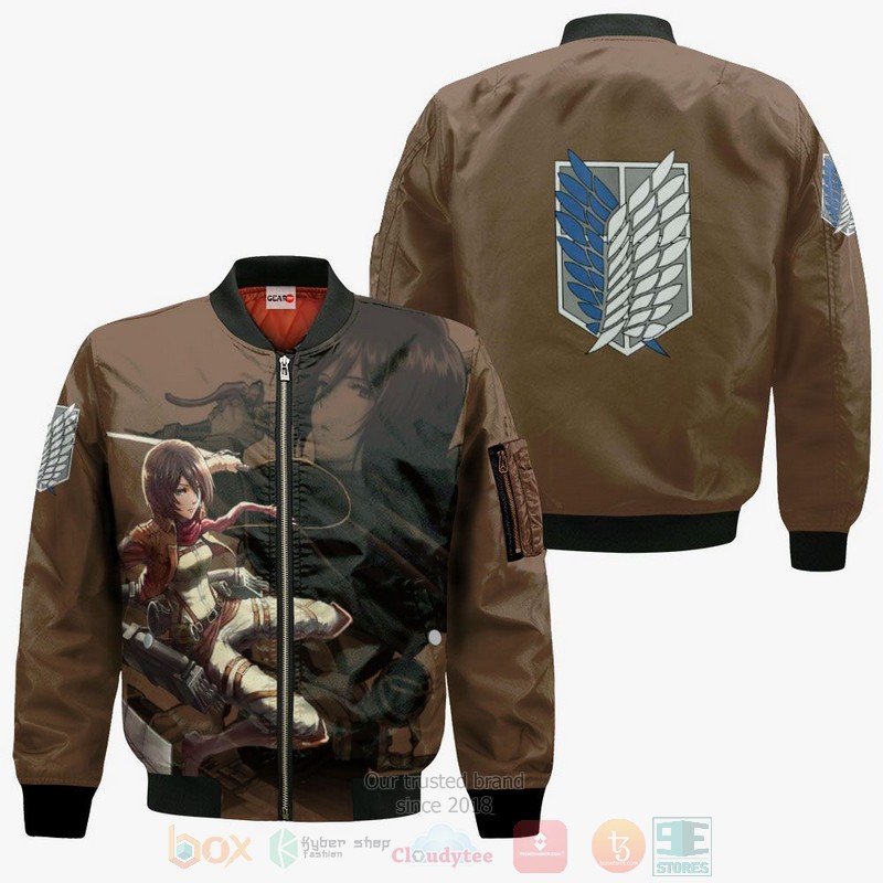 AOT Mikasa Ackerman Attack On Titan Anime 3D Hoodie Bomber Jacket 1 2 3