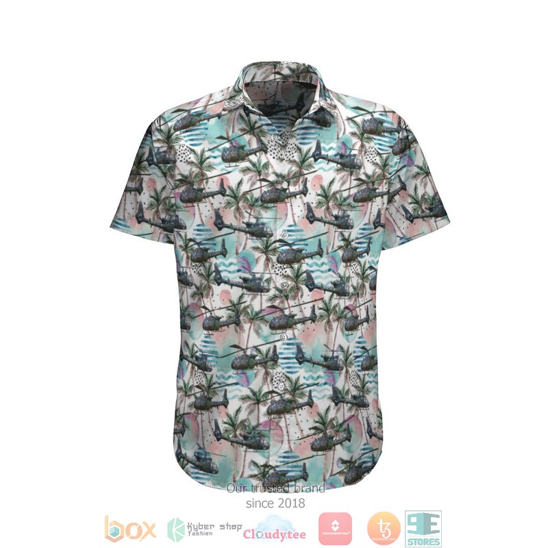 Aerospatiale Gazelle French Army Blue Hawaiian Shirt