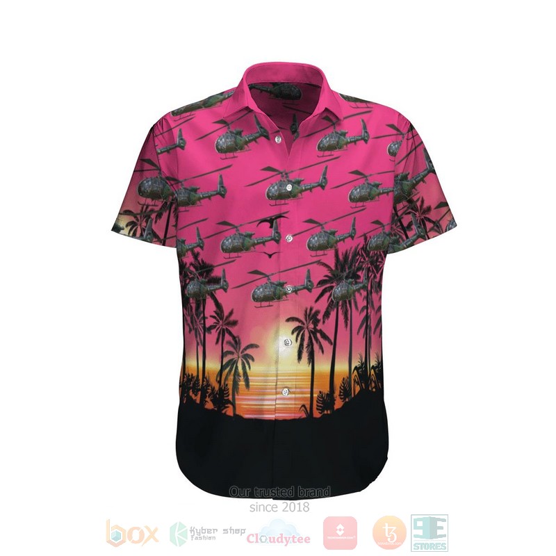 Aerospatiale Gazelle French Army Hawaiian Shirt Short