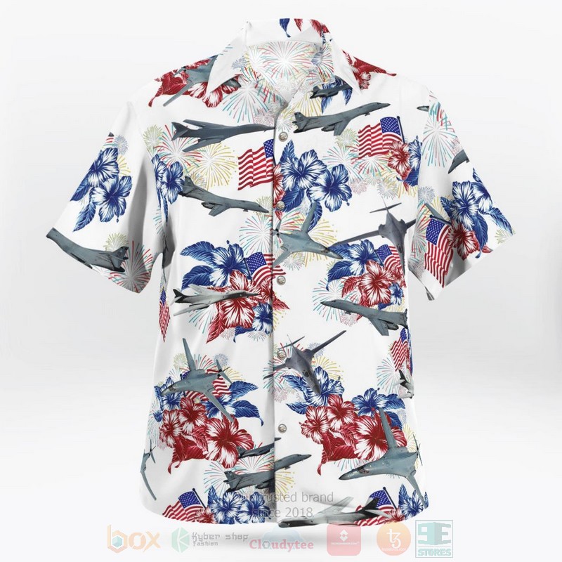 NEW Air Force Rockwell B-1 Lancer 4th Of July white Hawaii Shirt word1
