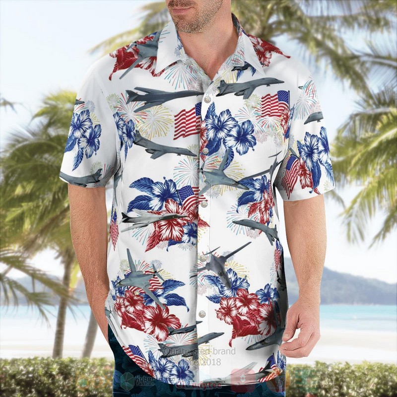 NEW Air Force Rockwell B-1 Lancer 4th Of July white Hawaii Shirt word1