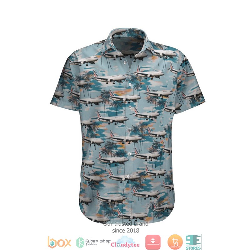 Air France Airbus A320 Blue Limited Hawaiian Shirt word2