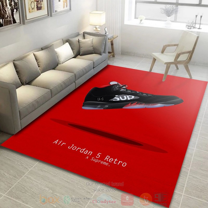 Air Jordan 5 X Supreme Fashion Brand Area Rugs