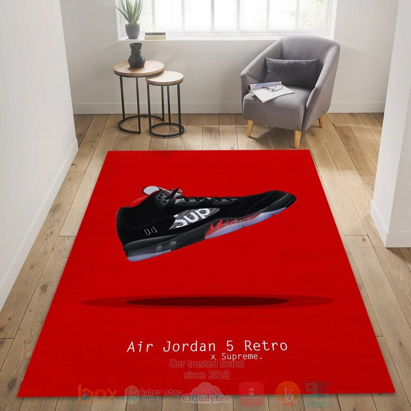 Air Jordan 5 X Supreme Fashion Brand Area Rugs 1