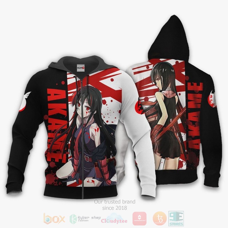BEST Anime Akame Custom Akame Ga Kill All Over Print Hoodie-Bomber Jacket 1 Akame Custom Anime Akame Ga Kill 3D Hoodie Bomber Jacket