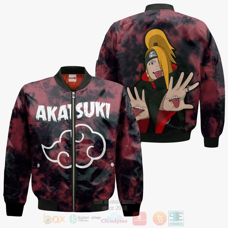 BEST Anime Akatsuki Deidara Custom Naruto All Over Print Hoodie-Bomber Jacket 4 Akatsuki Deidara Custom Anime Naruto 3D Hoodie Bomber Jacket 1 2 3