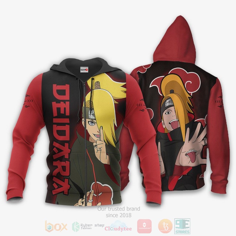 BEST Anime Akatsuki Deidara Naruto All Over Print Hoodie-Bomber Jacket 1 Akatsuki Deidara Naruto Anime 3D Hoodie Bomber Jacket