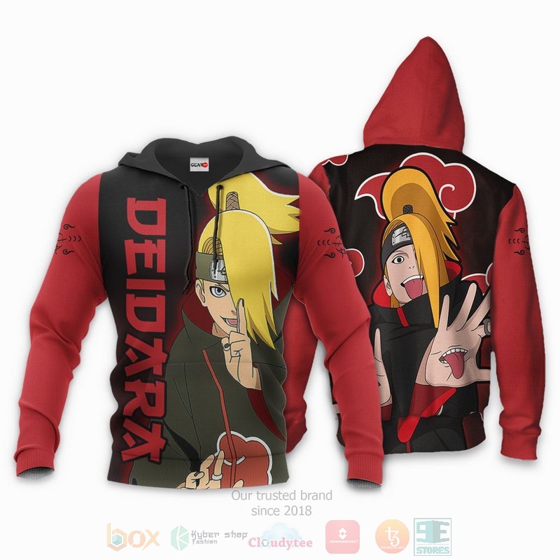 BEST Anime Akatsuki Deidara Naruto All Over Print Hoodie-Bomber Jacket 3 Akatsuki Deidara Naruto Anime 3D Hoodie Bomber Jacket 1 2