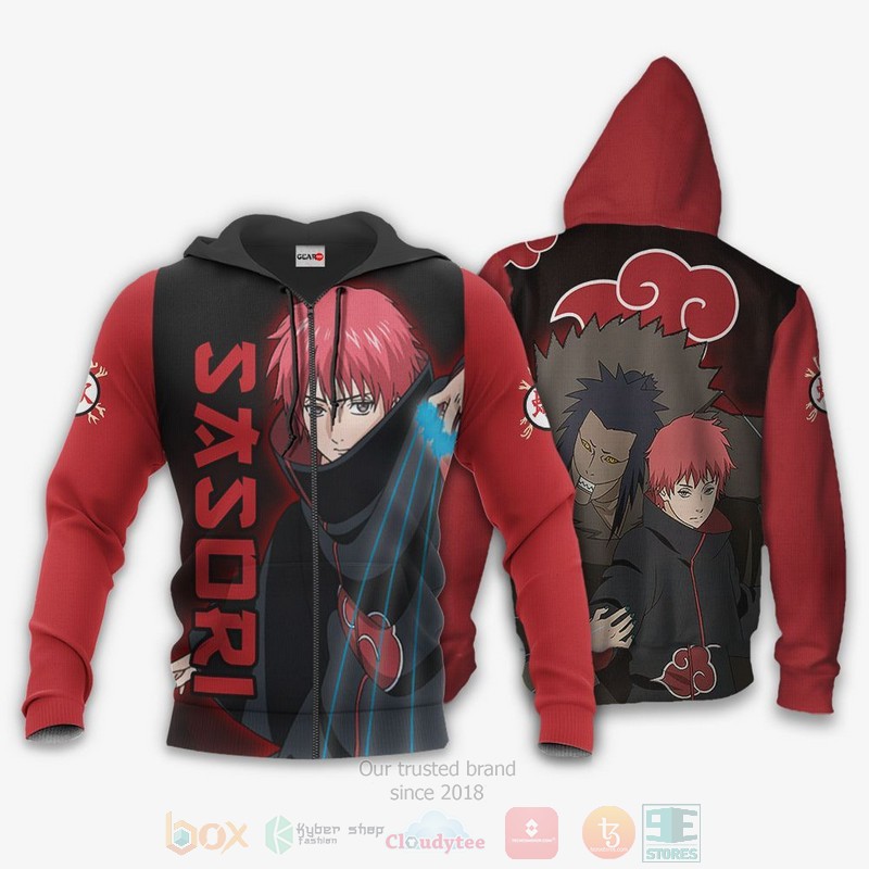 BEST Anime Akatsuki Sasori Naruto All Over Print Hoodie-Bomber Jacket 13 Akatsuki Sasori Naruto Anime 3D Hoodie Bomber Jacket