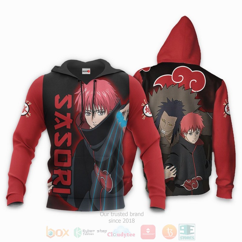 BEST Anime Akatsuki Sasori Naruto All Over Print Hoodie-Bomber Jacket 3 Akatsuki Sasori Naruto Anime 3D Hoodie Bomber Jacket 1 2