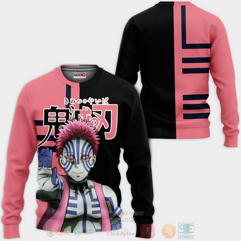 BEST Anime Akaza Custom Kimetsu Pink-Black All Over Print Hoodie-Bomber Jacket 2 Akaza Custom Kimetsu Anime Pink Black 3D Hoodie Bomber Jacket 1
