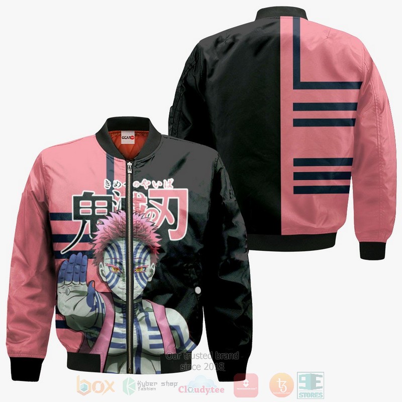 BEST Anime Akaza Custom Kimetsu Pink-Black All Over Print Hoodie-Bomber Jacket 4 Akaza Custom Kimetsu Anime Pink Black 3D Hoodie Bomber Jacket 1 2 3