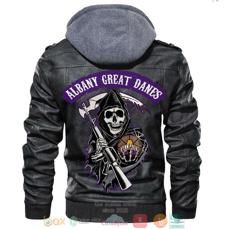 Albany Great Danes NCAA Basketball Black Leather Jacket