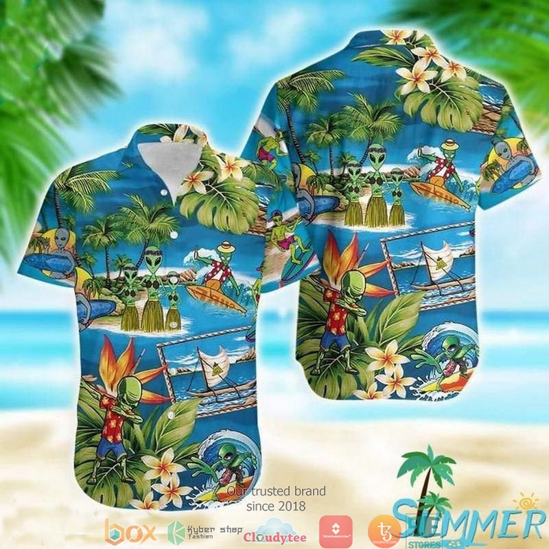 Alien Summer Tropical Short Sleeve Hawaiian Shirt